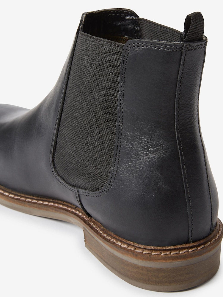 Black Waxy Finish Leather Chelsea Boots - Image 4 of 4
