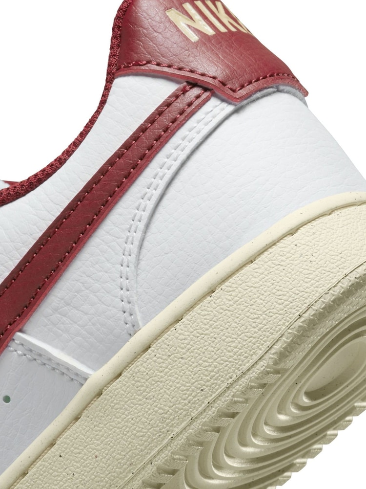 Nike White/Burgundy Court Vision Low Next Nature Trainers - Image 8 of 8
