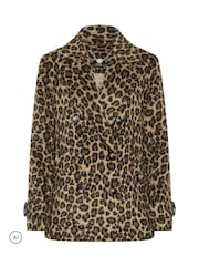 Star by Julien MacDonald Brown Leopard Print Pea Coat - Image 5 of 6