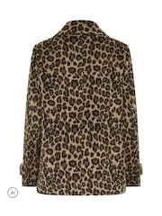 Star by Julien MacDonald Brown Leopard Print Pea Coat - Image 6 of 6