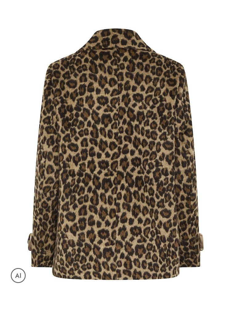 Star by Julien MacDonald Brown Leopard Print Pea Coat - Image 6 of 6 Star by Julien MacDonald Brown Leopard Print Pea Coat - Image 6 of 6