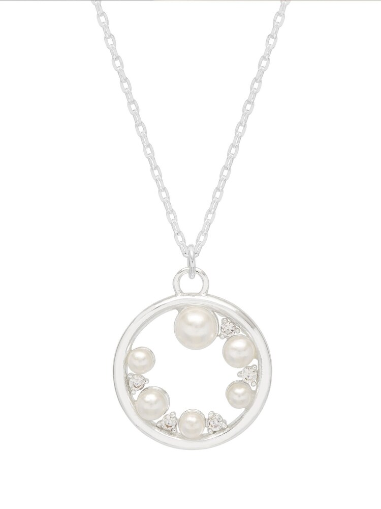 Estella Bartlett Silver Circle Pearl Cubic Zirconia Necklace - Image 1 of 4