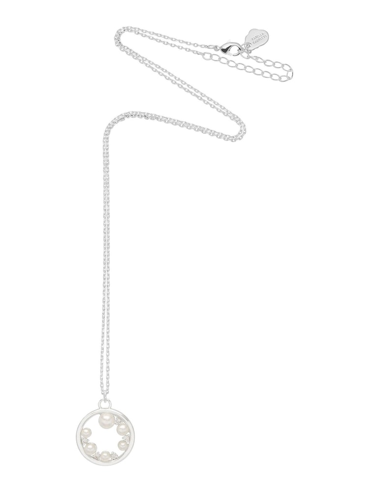 Estella Bartlett Silver Circle Pearl Cubic Zirconia Necklace - Image 2 of 4
