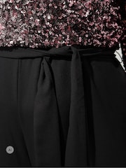 Yours Curve Brown London 2-In-1 Sequin Jumpsuit - Image 3 of 5
