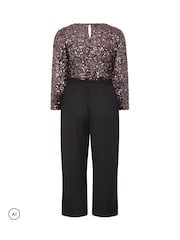 Yours Curve Brown London 2-In-1 Sequin Jumpsuit - Image 5 of 5