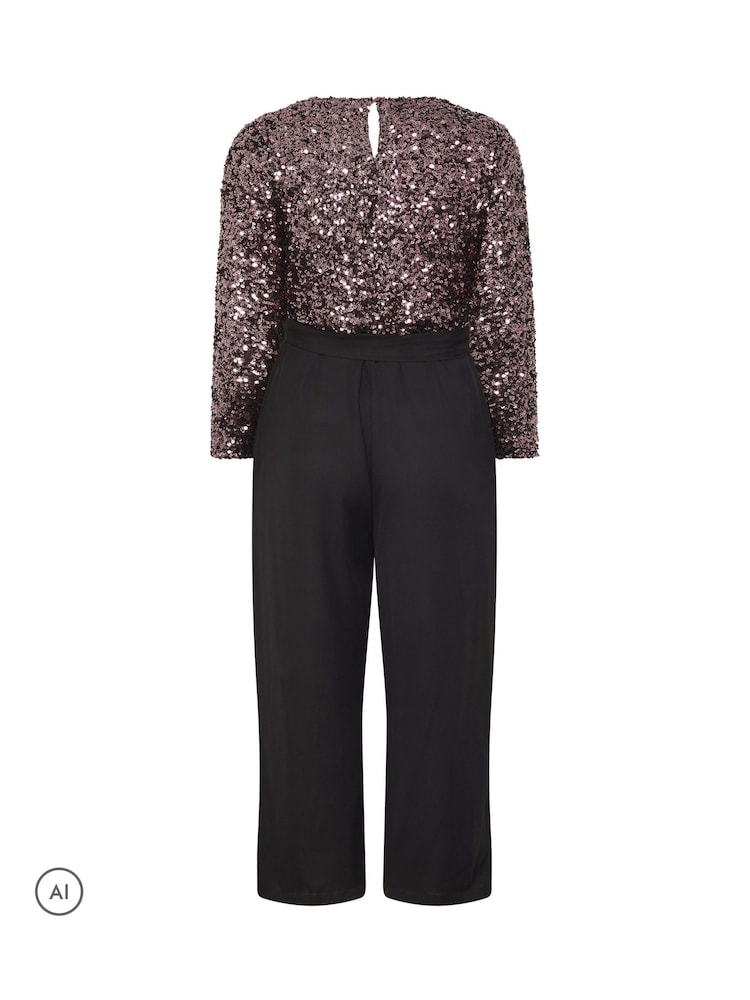 Yours Curve Brown London 2-In-1 Sequin Jumpsuit - Image 5 of 5 Yours Curve Brown London 2-In-1 Sequin Jumpsuit - Image 5 of 5