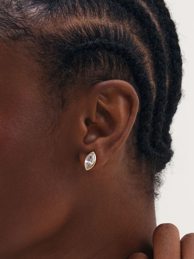 Inicio Navette Bezel Studs Earrings - Attēls 1 no 2
