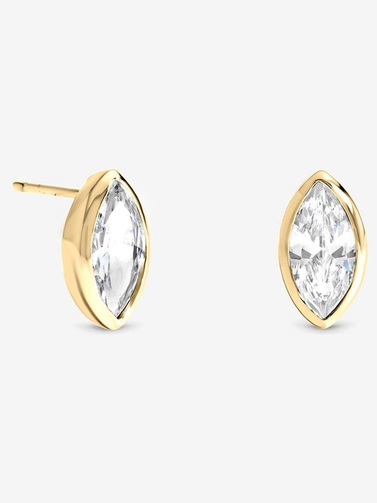 Inicio Navette Bezel Studs Earrings - Attēls 2 no 2