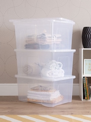Wham Set of 3 Clear Crystal 60L Storage Boxes and Lids - Image 1 of 6