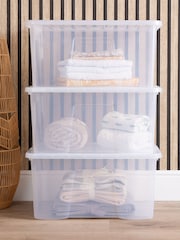 Wham Set of 3 Clear Crystal 60L Storage Boxes and Lids - Image 2 of 6