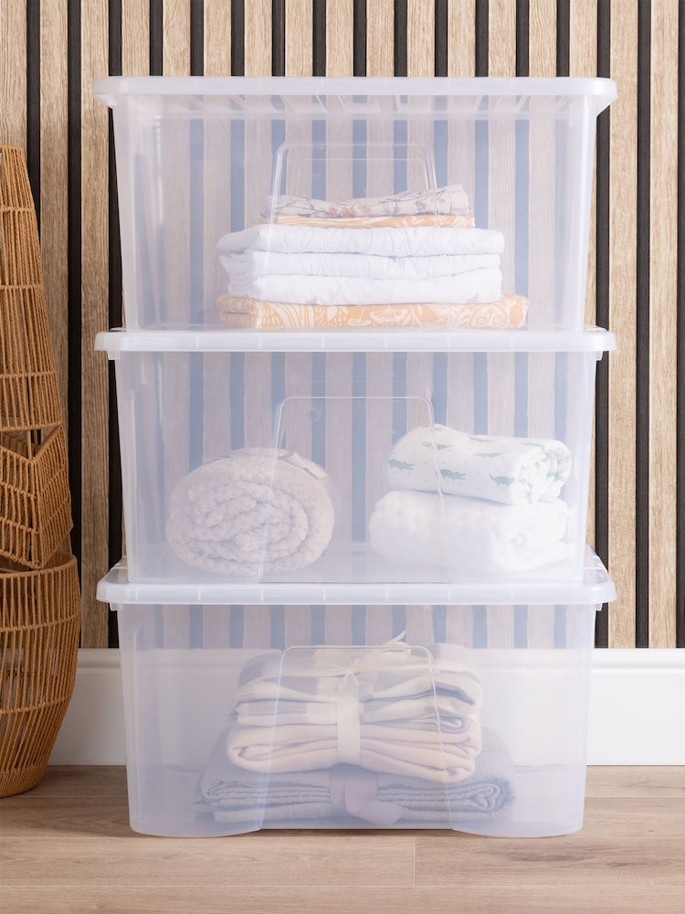 Wham Set of 3 Clear Crystal 60L Storage Boxes and Lids - Image 2 of 6