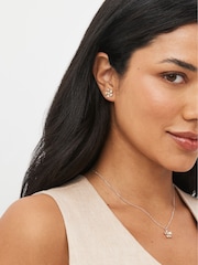 Sterling Silver Sparkle Flower Stud Earrings - Image 1 of 3