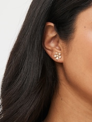 Sterling Silver Sparkle Flower Stud Earrings - Image 2 of 3