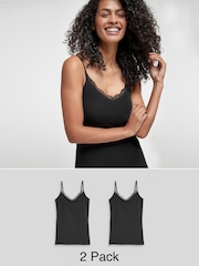 Black Lace Trim Vests 2 Pack - Image 1 of 6