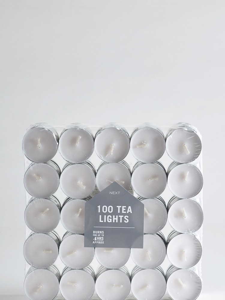 White 100 Unscented Tealight Candles - Image 1 of 1