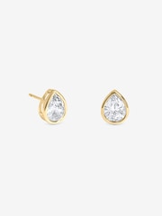 Inicio Gold Tone Pear Bezel Studs Earrings - Image 1 of 1