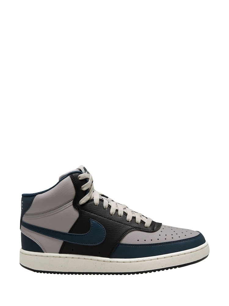 Nike Iron Grey/Navy Court Vision Mid Trainers - Image 1 of 4