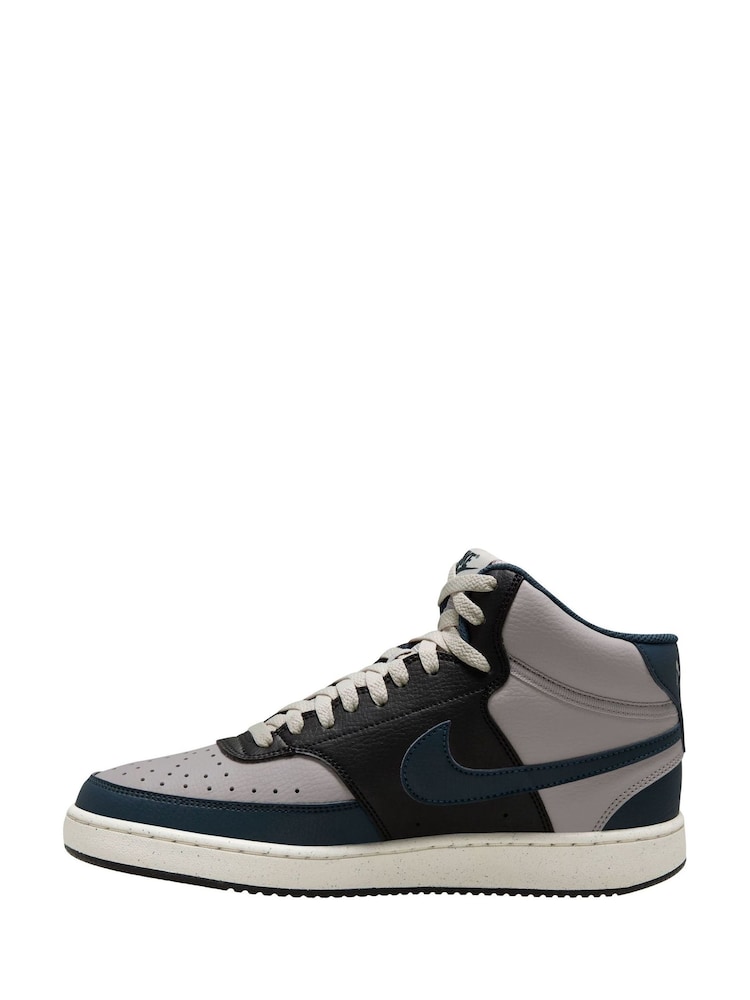Nike Iron Grey/Navy Court Vision Mid Trainers - Image 2 of 4