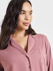 Figleaves Pink Soft Knit Ribbed Pyjamas Set - Image 2 of 4