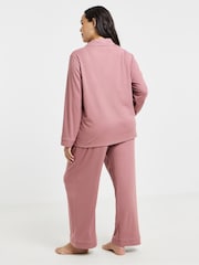 Figleaves Pink Soft Knit Ribbed Pyjamas Set - Image 3 of 4