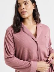 Figleaves Pink Soft Knit Ribbed Pyjamas Set - Image 4 of 4