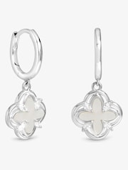 Inicio Silver Tone Mother Of Pearl Clover Earrings - Image 2 of 2