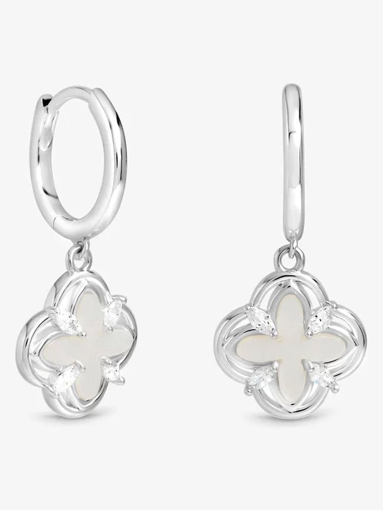 Inicio Silver Tone Mother Of Pearl Clover Earrings - Image 2 of 2 Inicio Silver Tone Mother Of Pearl Clover Earrings - Image 2 of 2