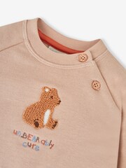 JoJo Maman Bébé Stone Bear Appliqué Sweatshirt & Cosy Trousers Set - Image 3 of 5