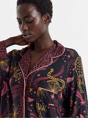 Figleaves Black Celestial Leopard Contrast Pyjamas & Eyemask Set - Image 4 of 4