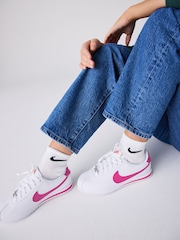 Nike White/Pink Youth Cortez Trainers - Image 1 of 6