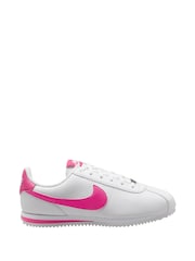 Nike White/Pink Youth Cortez Trainers - Image 3 of 6