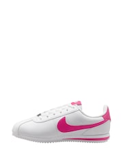 Nike White/Pink Youth Cortez Trainers - Image 4 of 6