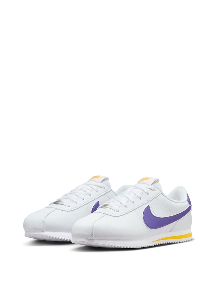 Nike White/Blue Youth Cortez Trainers - Image 7 of 13