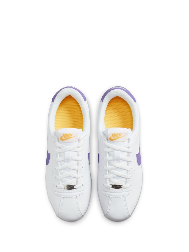 Nike White/Blue Youth Cortez Trainers - Image 9 of 13