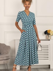 Jolie Moi Green Paislyn Pleat Jersey Maxi Dress - Image 1 of 5