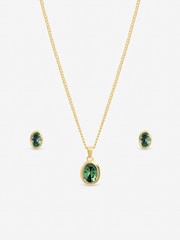 Inicio Gold Emerald Oval Bezel Set - Gift Box - Image 1 of 2