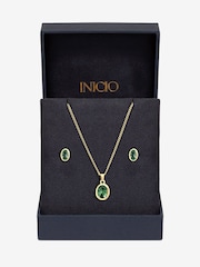 Inicio Gold Emerald Oval Bezel Set - Gift Box - Image 2 of 2