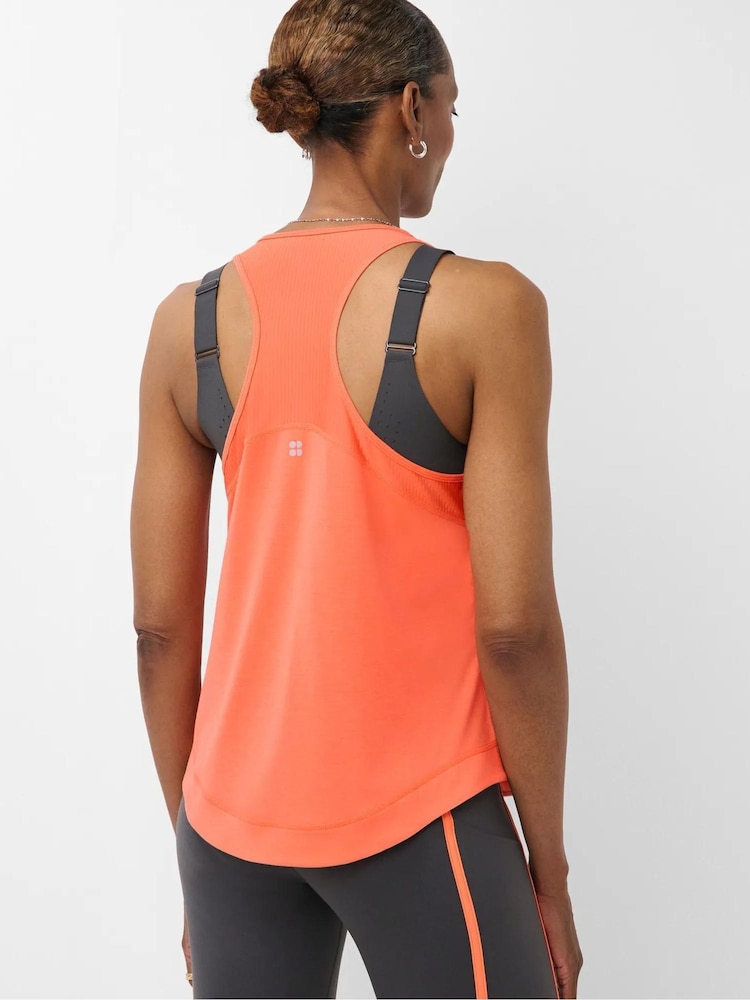 Sweaty Betty Orange Breathe Easy Mesh Run Tank Top - Image 2 of 6 Sweaty Betty Orange Breathe Easy Mesh Run Tank Top - Image 2 of 6