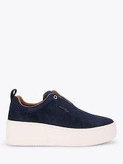 Carvela Blue Connected Laceless Leather Trainers - Image 1 of 4