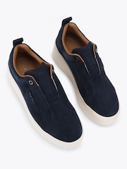 Carvela Blue Connected Laceless Leather Trainers - Image 2 of 4