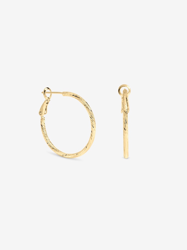 Inicio Gold Tone Diamond Cut Hoops Earrings - Image 1 of 1 Inicio Gold Tone Diamond Cut Hoops Earrings - Image 1 of 1