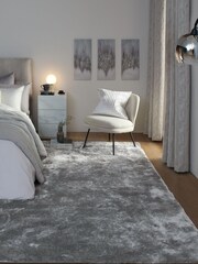 Silver Grey Plush Velveteen Rug - Image 1 of 3