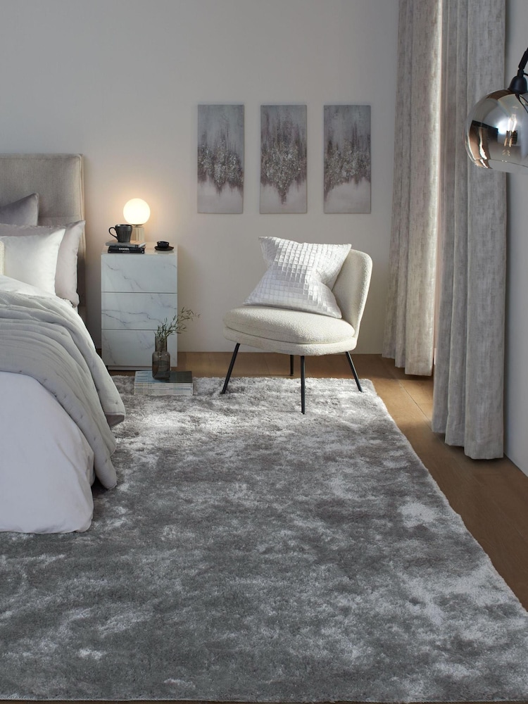 Silver Grey Plush Velveteen Rug - Image 1 of 3