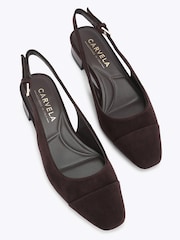 Carvela Chocolate Brown Amelia Suede Slingback Shoes - Image 2 of 4