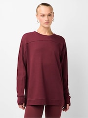 Sweaty Betty Malbec Red After Class Seam Detail Longline Sweatshirt - Image 1 of 6