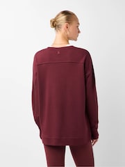 Sweaty Betty Malbec Red After Class Seam Detail Longline Sweatshirt - Image 2 of 6