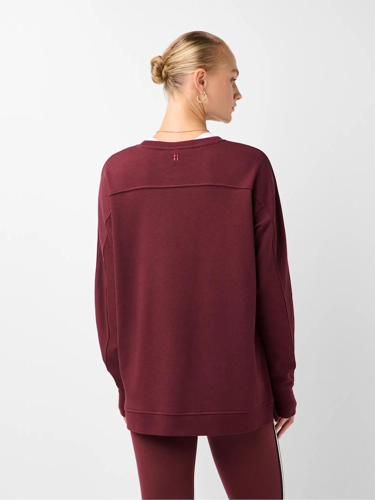 Sweaty Betty Malbec Red After Class Seam Detail Longline Sweatshirt - Image 2 of 6 Sweaty Betty Malbec Red After Class Seam Detail Longline Sweatshirt - Image 2 of 6