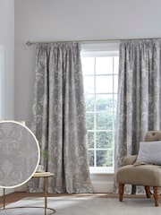 Laura Ashley Dark Grey Josette Blackout 100% Cotton Lined Pencil Pleat Curtains - Image 2 of 3