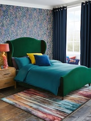 Dark Teal Blue 400 Thread Count 100% Egyptian Cotton Sateen Luxury Duvet Cover and Pillowcase Set - Image 2 of 7