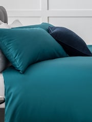 Dark Teal Blue 400 Thread Count 100% Egyptian Cotton Sateen Luxury Duvet Cover and Pillowcase Set - Image 3 of 7